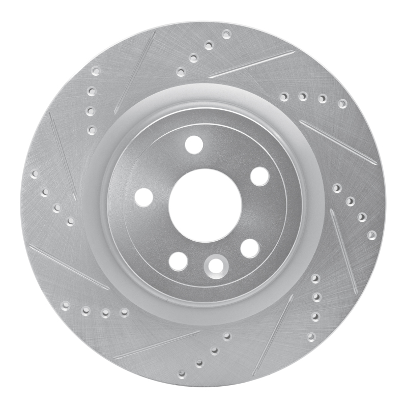 Jaguar F-Pace Brake Rotor (1) - Rear Left - R1 Concepts - Drilled & Slotted - Silver - `17-`20